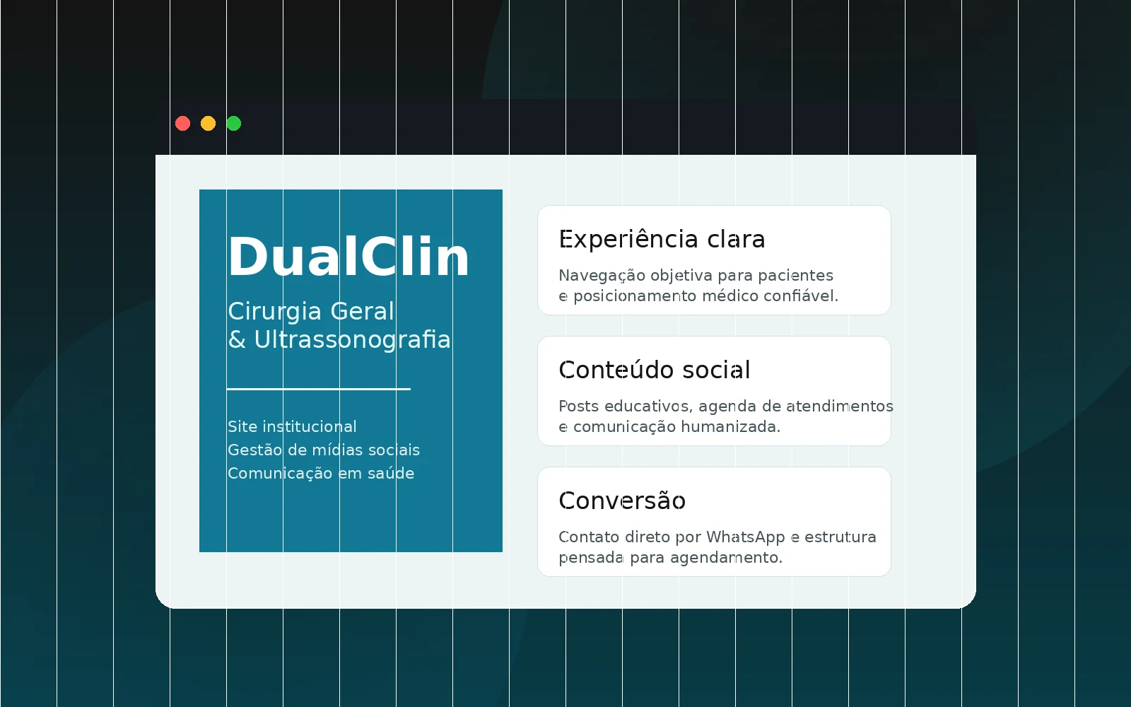 Mockup visual do projeto DualClin
