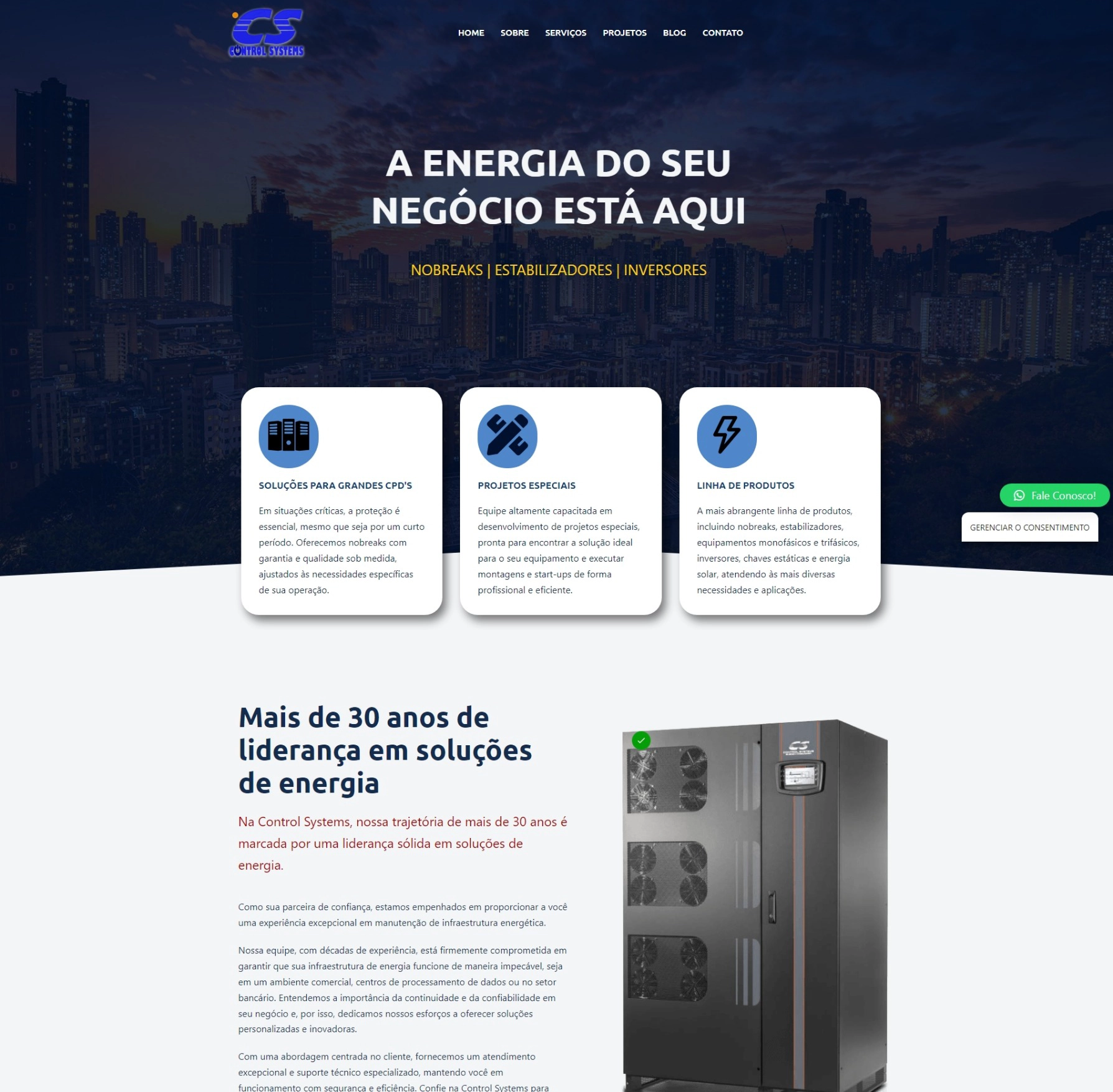 Projeto de criação de site para Control Systems